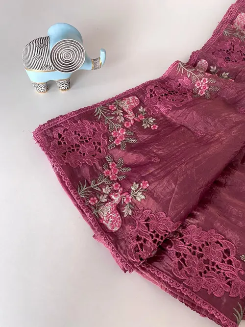  Luxury Crush Silk Saree for Women with Heavy Embroidery & Butti Blouse